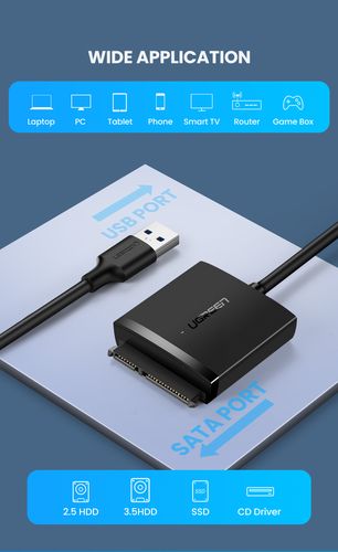 Adapteris 2.5"/3.5" HDD, SSD diskams USB 3.0 - SATA UGREEN/60561