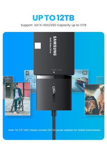 Adapteris 2.5"/3.5" HDD, SSD diskams USB 3.0 - SATA UGREEN/60561