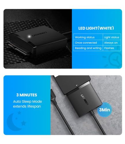 Adapteris 2.5"/3.5" HDD, SSD diskams USB 3.0 - SATA UGREEN/60561