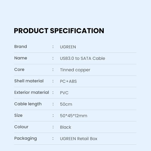 Adapteris 2.5"/3.5" HDD, SSD diskams USB 3.0 - SATA UGREEN/60561