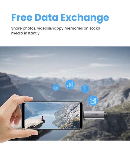 Устройство для чтения карт памяти SD, microSD USB 3.0/USB-C OTG UGREEN/50706 6957303857067
