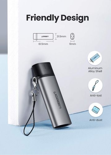 Устройство для чтения карт памяти SD, microSD USB 3.0/USB-C OTG UGREEN/50706 6957303857067