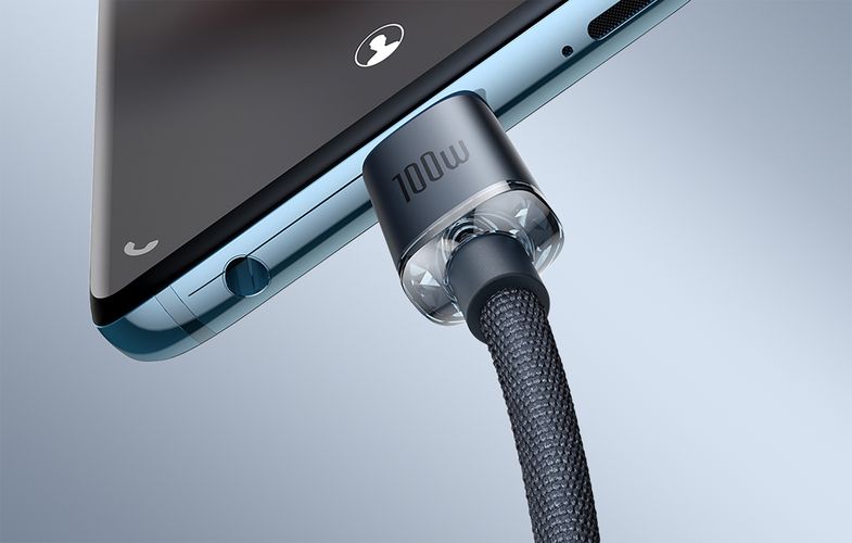 Cable USB2.0 C plug - USB C plug 1.2m PD2.0 100W 20V 5A QC3.0 Crystal Shine BASEUS CAJY000601 6932172602864