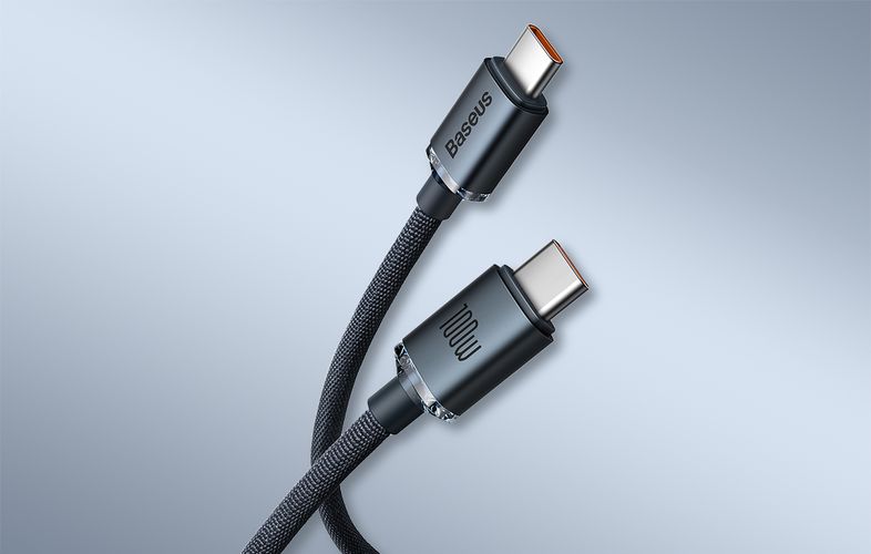 Cable USB2.0 C plug - USB C plug 1.2m PD2.0 100W 20V 5A QC3.0 Crystal Shine BASEUS CAJY000601 6932172602864