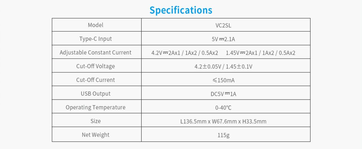 Зарядное устройство 1-2 аккумулятора Li-ion 10440-26650, AAAA/AAA/AA/SC/C/D NIMH-NICD XTAR-VC2SL 6952918300434; 6952918302124