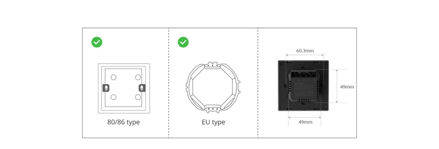 Išmanusis Wi-Fi sieninis jungiklis M5-1C-80, 100-240V AC, 10A, SONOFF SONOFF-M5-1C-80 6920075777062