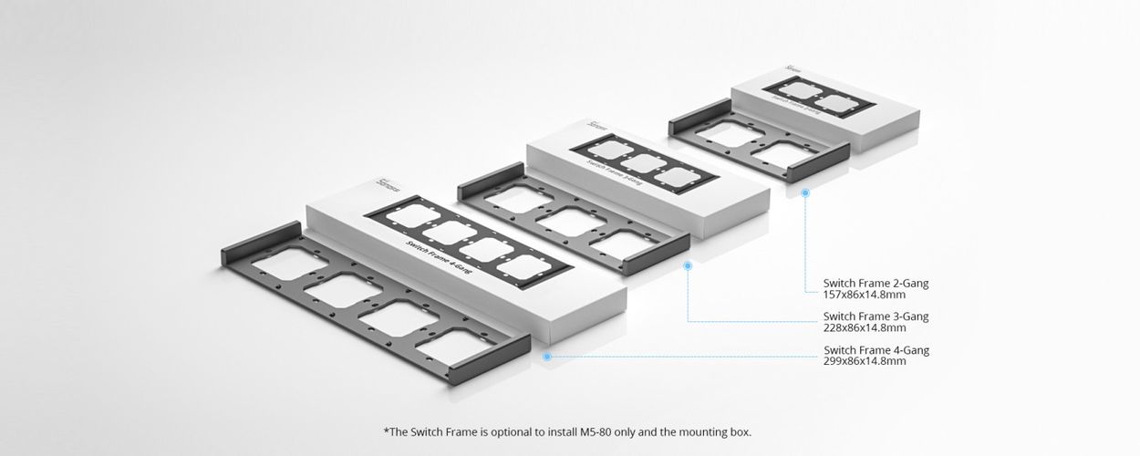 Frame for 4 M5-80 smart wall switches, horizontal, black, SONOFF SONOFF-M5-FRAMEx4