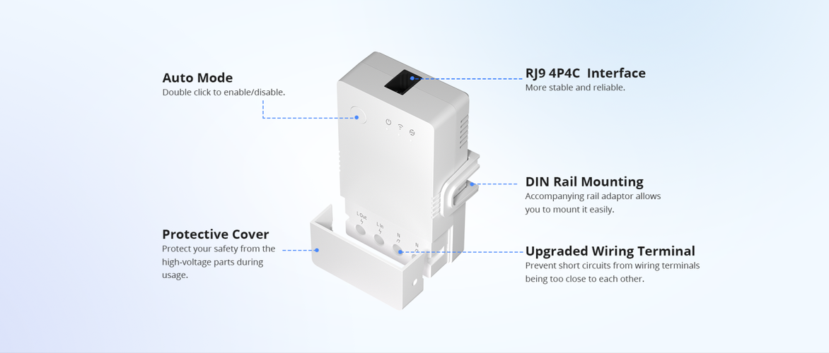 Smart Wi-Fi temperature and humidity controller THR320, 20A, DIN, TH Origin, SONOFF SONOFF-THR320