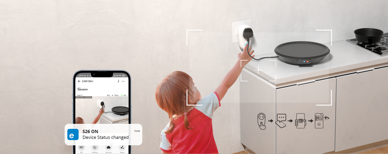 Išmani Wi-Fi belaidė apsaugos kamera S-CAM, 1080P, F2.3, 5V, 1A, SONOFF SONOFF-S-CAM 6920075776959