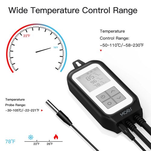 Temperatūros matuoklis su valdikliu ON-OFF, 230Vac, Schuko, išmanus, Wi-Fi, TUYA / Smart Life WTP-YC-EU2-BK-MS
