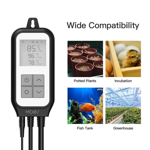 Temperatūros matuoklis su valdikliu ON-OFF, 230Vac, Schuko, išmanus, Wi-Fi, TUYA / Smart Life WTP-YC-EU2-BK-MS