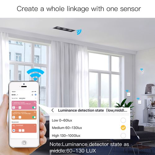 Nutikas valgusandur, Wi-Fi, juhtmevaba, 0-1000LUX, Wi-Fi, TUYA / Smart Life WSS-LS-C-EN 6974246473826