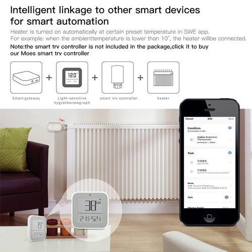 Smart light, temperature and humidity sensor, ZigBee, wireless, 0-1000LUX, Wi-Fi, TUYA / Smart Life ZSS-X-THL-C-MS 6974246475271