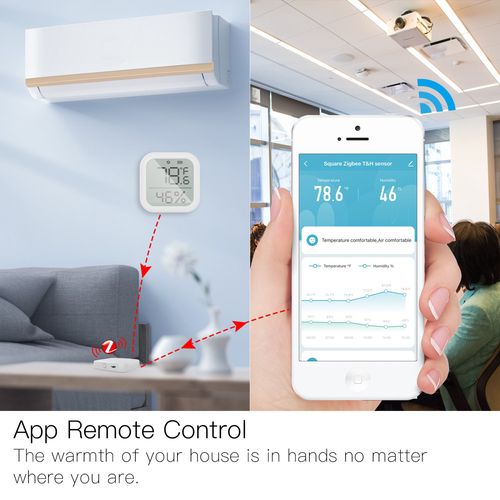 Smart temperature and humidity sensor, ZigBee, wireless, 0-1000LUX, Wi-Fi, TUYA / Smart Life ZSS-KB-TH-LF-C-MS 6974246475288