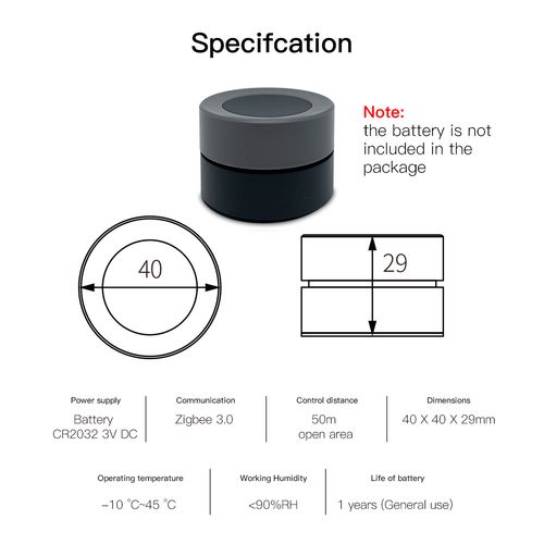 Умный беспроводной выключатель с поворотной функцией, ZigBee, TUYA / Smart Life ZT-SY-RD-MS 6974246475301