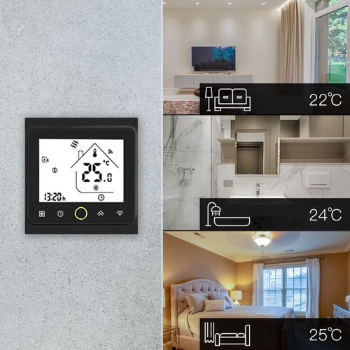 Išmanus, sieninis termostatas skirtas valdyti šildymo katilą / boilerį, Wi-Fi, TUYA / Smart Life WHT-002-GC-WH-MS 6974246473895