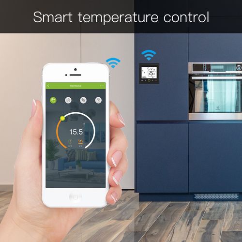 Išmanus, sieninis termostatas skirtas valdyti šildymo katilą / boilerį, Wi-Fi, TUYA / Smart Life WHT-002-GC-WH-MS 6974246473895
