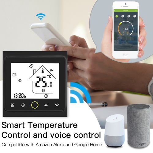 Išmanus, sieninis termostatas skirtas valdyti šildymo katilą / boilerį, Wi-Fi, TUYA / Smart Life WHT-002-GC-WH-MS 6974246473895