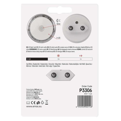 LED Night Light 230 V, Photosensor, EMOS P3306 8592920002148