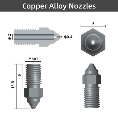 High-speed Nozzle Kit 2pcs (0.4mm and 0.6mm) for ENDER-3V3SE ENDER-7 and ENDER-5S1 CREALITY CRE-4007010127 6971636401902