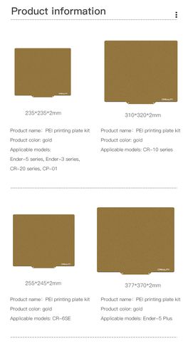 PEI Plate kit 320x310x2mm CREALITY CRE-4004090036