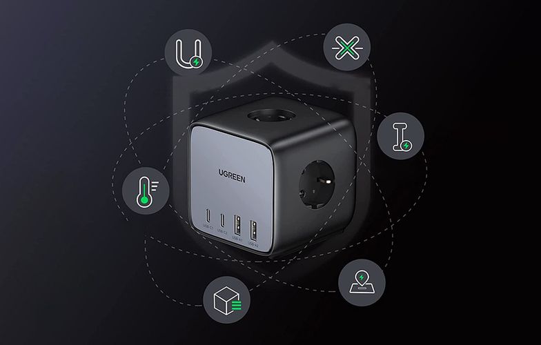 Pikendusjuhe 1,8m 3 pesa koos USB-laadijaga (2x USB-A max 22,5W, 2x USB-C max 65W) must DigiNest CD268 UGREEN UGREEN/60113 6957303861132