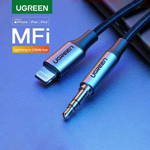 Kabelis IP Lightning kištukas - 3.5mm kištukas Aux 1m (su MFI) su pintu šarvu US315 UGREEN UGREEN/70509 6957303875092