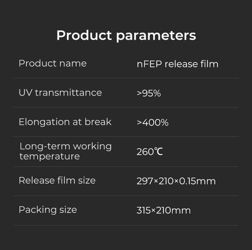 nFEP Release Film 297×210×0.15mm for resin printers CREALITY CRE-4004080012