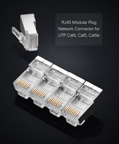 Kištukas RJ45 (8P8C) CAT6/6a STP ekranuotas daugiavieliam ir monolitiniam kabeliui (100 vnt) UGREEN/50248 6957303852482