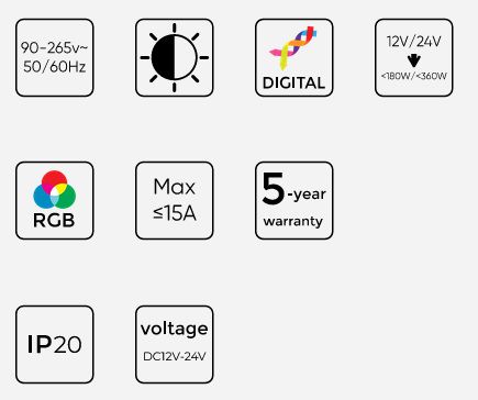 Контроллер светодиодной цифровой ленты VARIANTE, 12/24Vdc, RF SPI DIGITAL, P943 IC, светодиодная линейка PRIME 201286