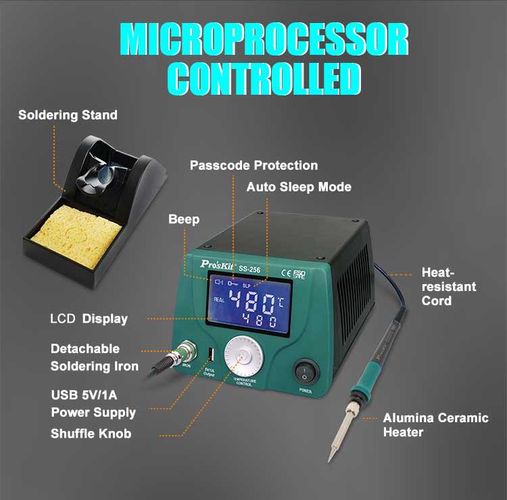 LCD išmani litavimo stotelė 60W, Pro'sKit SS-256B 4711552159639