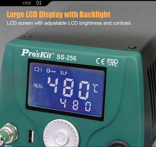LCD išmani litavimo stotelė 60W, Pro'sKit SS-256B 4711552159639