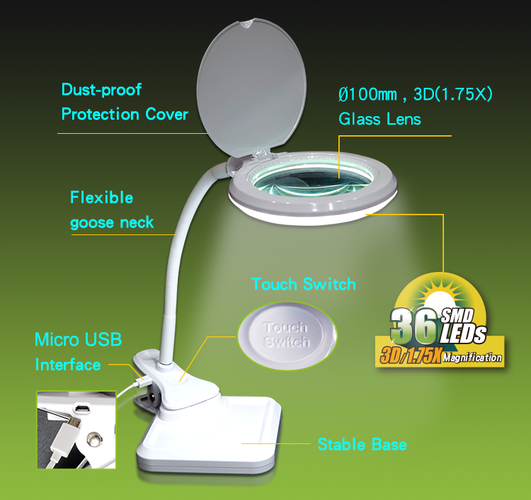 2 in 1 USB Magnifying LED Lamp MA-1010U 4711552163230