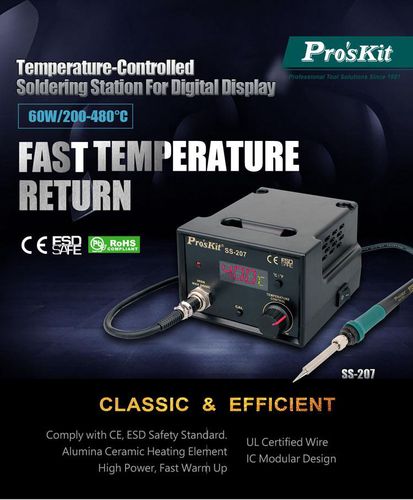 Temperature-Controlled Soldering Station For Digital Display Pro'sKit SS-207B 4711552152395