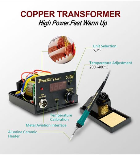 Temperature-Controlled Soldering Station For Digital Display Pro'sKit SS-207B 4711552152395