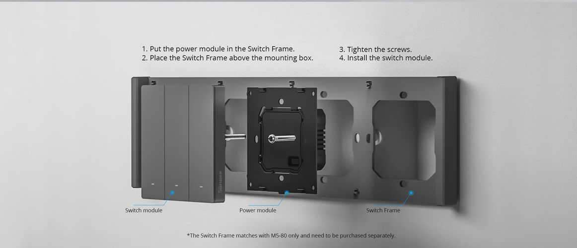 Умный беспроводной настенный выключатель SwitchMan M5, Wi-Fi, 2ch, SONOFF SONOFF-M5-2C-86