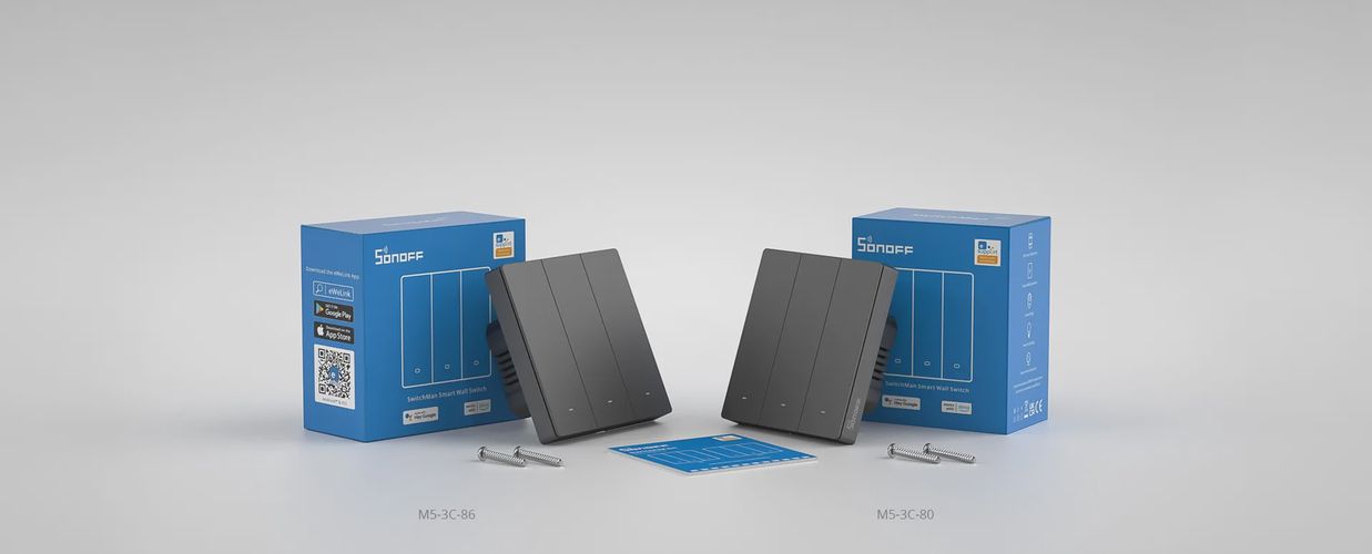 Умный беспроводной настенный выключатель SwitchMan M5, Wi-Fi, 2ch, SONOFF SONOFF-M5-2C-86 6920075777109