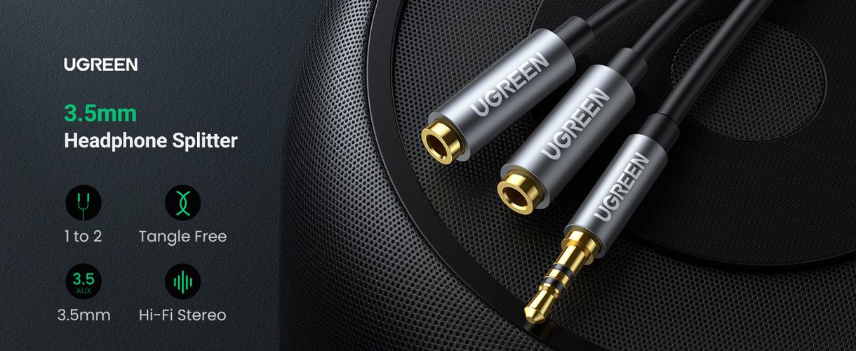 AUX audio splitter 3.5mm jack cable UGREEN AV123, 20cm (grey) UGREEN/10532 6957303815326