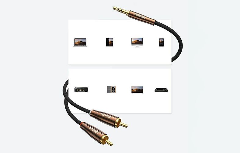 Kabelis 2xRCA - 3.5mm stereo kištukai 2m Au jungtys, AV170 UGREEN UGREEN/80847