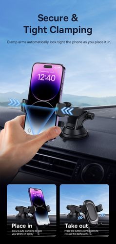 Automobilinis laikiklis 5.4-7.2" ekranų telefonams, juodas C40351600113-00 6932172629434