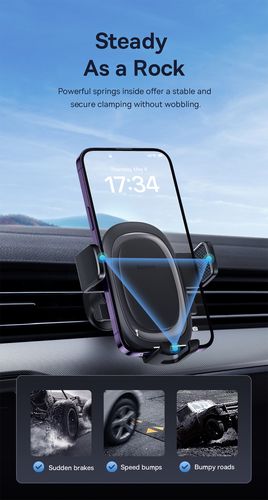 Automobilinis laikiklis 5.4-7.2" ekranų telefonams, juodas C40351600113-00 6932172629434