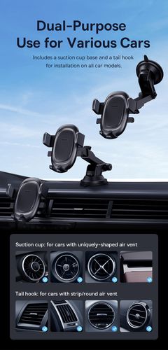 Automobilinis laikiklis 5.4-7.2" ekranų telefonams, juodas C40351600113-00 6932172629434