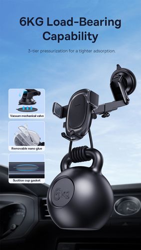 Automobilinis laikiklis 5.4-7.2" ekranų telefonams, juodas C40351600113-00 6932172629434