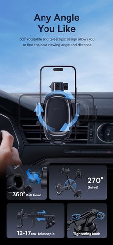Automobilinis laikiklis 5.4-7.2" ekranų telefonams, juodas C40351600113-00 6932172629434