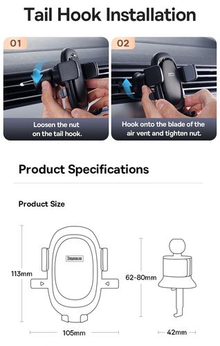 Automobilinis laikiklis 5.4-7.2" ekranų telefonams, juodas C40351600113-00 6932172629434