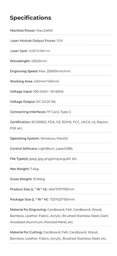 Laser engraver / cutter 12W laser 400x415mm Falcon2 Creality CRE-1005010083 6971636406969