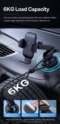 Car Suction Mount for 5.4-7.2" Smartphones, Black C40361600111-00 6932172641764