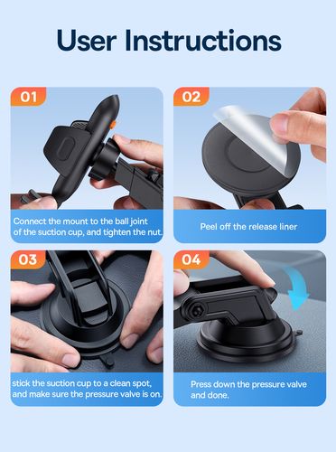 Car Suction Mount for 5.4-7.2" Smartphones, Black C40361600111-00 6932172641764