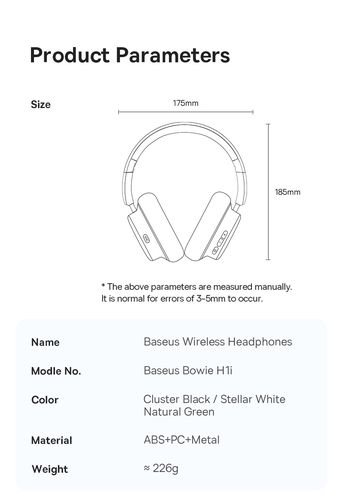 Wireless Bluetooth 5.3 Over-Ear Noise-Cancelling Headphones Bowie H1i, White A00050402223-00 6932172631727