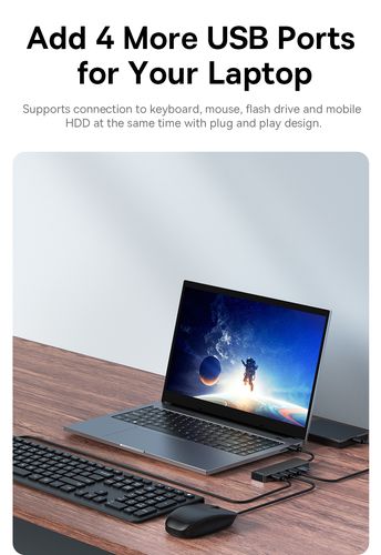 Šakotuvas USB-A 4 prievadų (USB 3.0) 50cm, juodas B0005280B111-02 6932172636487